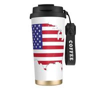 GaxfjRu Tasse à café isotherme en acier inoxydable pour boissons chaudes et froides - 591 ml - Motif carte du drapeau des États-Unis