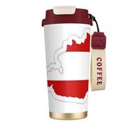 GaxfjRu Tasse à café isotherme en acier inoxydable pour boissons chaudes et froides - 591 ml - Motif carte du drapeau autrichien