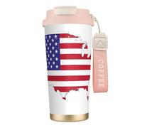 GaxfjRu Tasse à café isotherme en acier inoxydable pour boissons chaudes et froides - 591 ml - Motif carte du drapeau des États-Unis