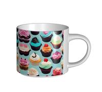 GaxfjRu Tasses en céramique faites à la main avec impression de cupcakes colorés, grande capacité, avec poignée en C pour café, thé et cadeaux