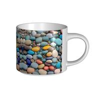 GaxfjRu Tasses en céramique faites à la main avec impression de galets colorés de plage, grande capacité, avec poignée en C pour café, thé et cadeaux