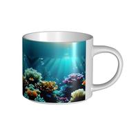 GaxfjRu Tasses en céramique faites à la main avec impression de paysages sous-marins, grande capacité, tasses à paroi épaisse, avec poignée en C pour café, thé et cadeaux