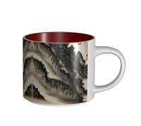 GaxfjRu Tasses en céramique faites à la main avec impression de peinture chinoise, grande capacité, avec poignée en C pour café, thé et cadeaux