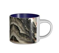 GaxfjRu Tasses en céramique faites à la main avec impression de peinture chinoise, grande capacité, avec poignée en C pour café, thé et cadeaux