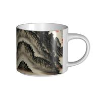 GaxfjRu Tasses en céramique faites à la main avec impression de peinture chinoise, grande capacité, avec poignée en C pour café, thé et cadeaux