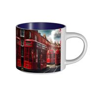 GaxfjRu Tasses en céramique faites à la main avec impression de rue de Londres, grande capacité, avec poignée en C pour café, thé et cadeaux