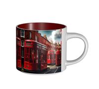 GaxfjRu Tasses en céramique faites à la main avec impression de rue de Londres, grande capacité, avec poignée en C pour café, thé et cadeaux