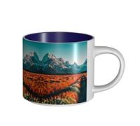 GaxfjRu Tasses en céramique faites à la main avec impression de voyage et de montagne, avec poignée en C pour café, thé et cadeaux