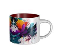 GaxfjRu Tasses en céramique faites à la main avec impression d'éclaboussures de peinture, tasses à paroi épaisse, avec poignée en C pour café, thé et cadeaux