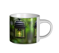 GaxfjRu Tasses en céramique faites à la main avec impression luciole et lanterne, grande capacité, avec poignée en C pour café, thé et cadeaux