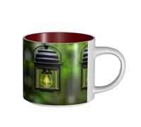 GaxfjRu Tasses en céramique faites à la main avec impression luciole et lanterne, grande capacité, avec poignée en C pour café, thé et cadeaux