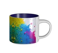 GaxfjRu Tasses en céramique faites à la main avec motif éclaboussures de peinture - Grande capacité - Avec poignée en C - Pour café, thé et cadeaux