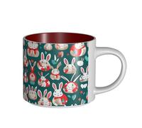 GaxfjRu Tasses en céramique faites à la main avec motif lapins lapins, grande capacité, avec poignée en C pour café, thé et cadeaux