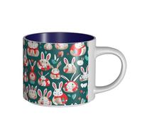 GaxfjRu Tasses en céramique faites à la main avec motif lapins lapins, grande capacité, avec poignée en C pour café, thé et cadeaux