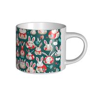 GaxfjRu Tasses en céramique faites à la main avec motif lapins lapins, grande capacité, avec poignée en C pour café, thé et cadeaux