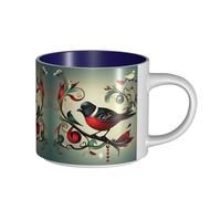 GaxfjRu Tasses en céramique faites à la main avec motif notes de musique bleu sarcelle, grande capacité, avec poignée en C pour café, thé et cadeaux