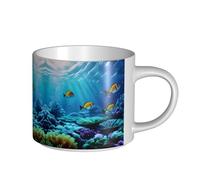 GaxfjRu Tasses en céramique faites à la main avec motif paysage sous-marin tranquille, grande capacité, tasses à paroi épaisse, avec poignée en C pour café, thé et cadeaux