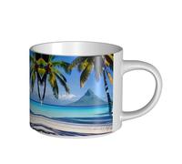 GaxfjRu Tasses en céramique faites à la main avec motif plage de Tahiti, grande capacité, avec poignée en C pour café, thé et cadeaux
