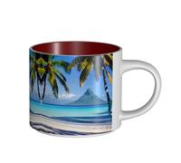 GaxfjRu Tasses en céramique faites à la main avec motif plage de Tahiti, grande capacité, avec poignée en C pour café, thé et cadeaux