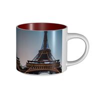 GaxfjRu Tasses en céramique faites à la main avec motif Tour Eiffel de Paris, grande capacité, avec poignée en C pour café, thé et cadeaux