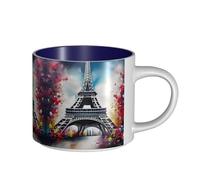 GaxfjRu Tasses en céramique faites à la main avec motif Tour Eiffel de Paris - Grande capacité - Avec poignée en C - Pour café, thé et cadeaux