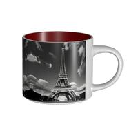 GaxfjRu Tasses en céramique faites à la main avec motif Tour Eiffel et nuage de Paris - Grande capacité - Avec poignée en C - Pour café, thé et cadeaux