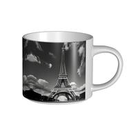 GaxfjRu Tasses en céramique faites à la main avec motif Tour Eiffel et nuage de Paris - Grande capacité - Avec poignée en C - Pour café, thé et cadeaux
