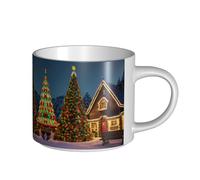 GaxfjRu Tasses en céramique faites à la main avec motif village de Noël, carnaval, grande capacité, avec poignée en C pour café, thé et cadeaux