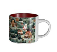 GaxfjRu Tasses en céramique faites à la main avec motif village de Noël, grande capacité, avec poignée en C pour café, thé et cadeaux