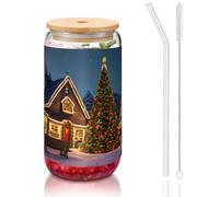 GaxfjRu Tasses en verre de 473,6 g avec couvercles et paille en verre, plus larges pour smoothies, thé, cola, soda