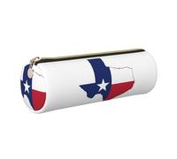 GaxfjRu Texas State Flag Map Trousse ronde en cuir synthétique pour stylos, crayons, marqueurs, petites fournitures Fermeture éclair en métal avec cuir, doré, Taille unique, Porte-cartes