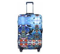GaxfjRu The Sea, The Killer Whales Print Valise Housse de protection pour bagages de voyage Housse de bagage lavable Anti-rayures, Noir , XL