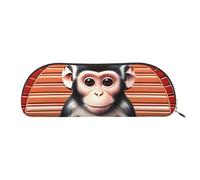 GaxfjRu The Silent Monkey Trousse à stylos compacte et portable - Organiseur demi-rond en cuir avec fermeture éclair galvanisée - Trousse à crayons, doré, Taille unique, Art