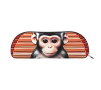GaxfjRu The Silent Monkey Trousse à stylos compacte et portable - Organiseur demi-rond en cuir avec fermeture éclair galvanisée - Trousse à crayons