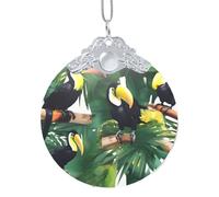GaxfjRu Toucans - Perroquet - Feuilles de palmier - Décoration de Noël - Décoration d'intérieur - Pendentif à suspendre pour Noël