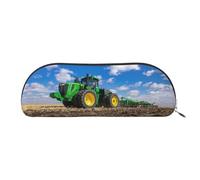 GaxfjRu Tractor Farm Trousse à stylos compacte et portable - Organiseur demi-rond en cuir avec fermeture éclair galvanisée - Trousse à crayons
