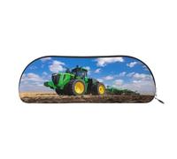 GaxfjRu Tractor Farm Trousse à stylos compacte et portable - Organiseur demi-rond en cuir avec fermeture éclair galvanisée - Trousse à crayons