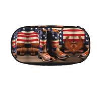 GaxfjRu Trousse à crayons avec drapeau américain avec bottes de cowboy imprimées, grande capacité, pour la maison, le collège, le bureau, pour adultes