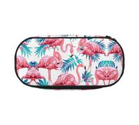 GaxfjRu Trousse à crayons avec imprimé flamant rose et feuille verte - Grande capacité - Pour la maison, l'université, le bureau - Pour adultes