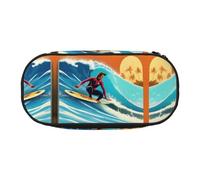 GaxfjRu Trousse à crayons de grande capacité avec impression de surfeur hawaïen sur impression ondulée pour la maison, l'université, le bureau pour adultes
