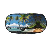 GaxfjRu Trousse à crayons de grande capacité avec motif palmier tropical hawaïen, plage hawaïenne, pour la maison, le collège, le bureau, pour adultes