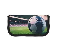 GaxfjRu Trousse à crayons en toile avec motif ballon de football - Rangement organisé pour pique-nique et usage quotidien - Trousse de maquillage - Porte-crayons