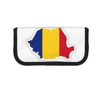 GaxfjRu Trousse à crayons en toile avec motif carte du drapeau de la Roumanie - Rangement organisé pour pique-nique et usage quotidien - Trousse de maquillage - Porte-crayons