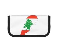 GaxfjRu Trousse à crayons en toile avec motif carte du drapeau du Liban - Rangement organisé pour les pique-niques et un usage quotidien - Trousse de maquillage - Porte-crayons