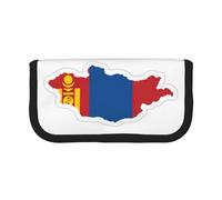 GaxfjRu Trousse à crayons en toile avec motif carte du drapeau mongol - Rangement organisé pour les pique-niques et un usage quotidien - Trousse de maquillage - Porte-crayons