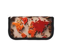 GaxfjRu Trousse à crayons en toile avec motif carte du monde composée d'épices - Rangement organisé pour les pique-niques et un usage quotidien - Trousse de maquillage - Porte-crayons