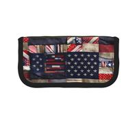 GaxfjRu Trousse à crayons en toile avec motif de drapeau américain patchwork mignon à pois, rangement organisé pour pique-nique et usage quotidien, trousse de maquillage, porte-crayons