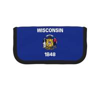 GaxfjRu Trousse à crayons en toile avec motif drapeau de l'État du Wisconsin - Rangement organisé pour pique-nique et usage quotidien - Trousse de maquillage - Porte-crayons