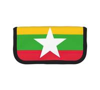 GaxfjRu Trousse à crayons en toile avec motif drapeau du Myanmar - Rangement organisé pour pique-nique et usage quotidien - Trousse de maquillage - Porte-crayons