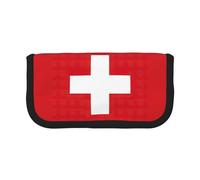 GaxfjRu Trousse à crayons en toile avec motif drapeau suisse - Rangement organisé pour pique-nique et usage quotidien - Trousse de maquillage - Porte-crayons